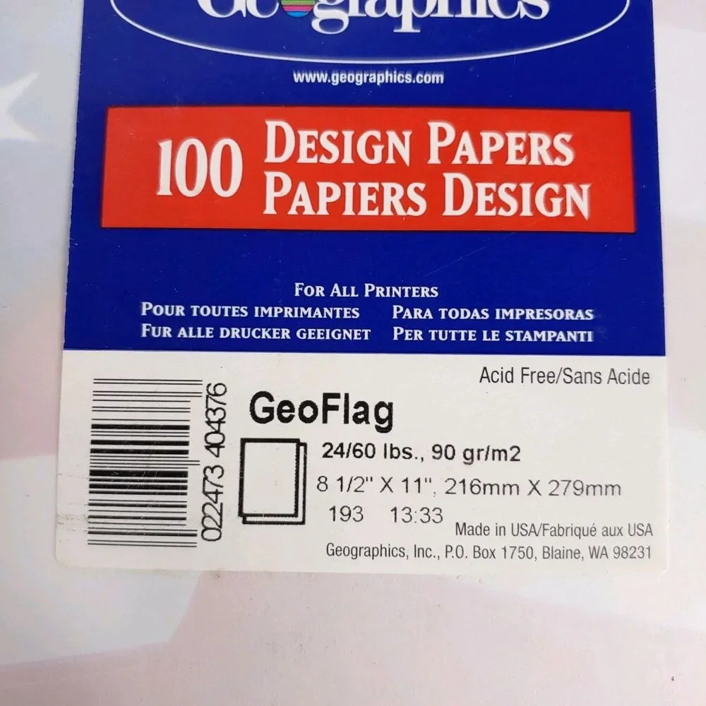 BRAND NEW - Geographics US AMERICAN FLAG Design 100 Sheet RARE Letterhead, Paper
